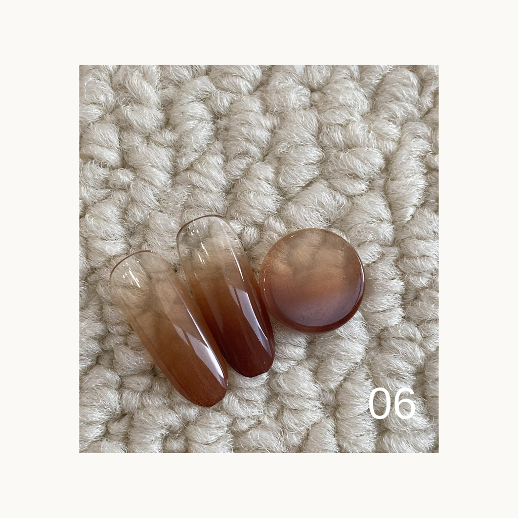 QINGYOU Caramel Cocoa Solid Color Gel 06 caramel brown solid nail color swatch