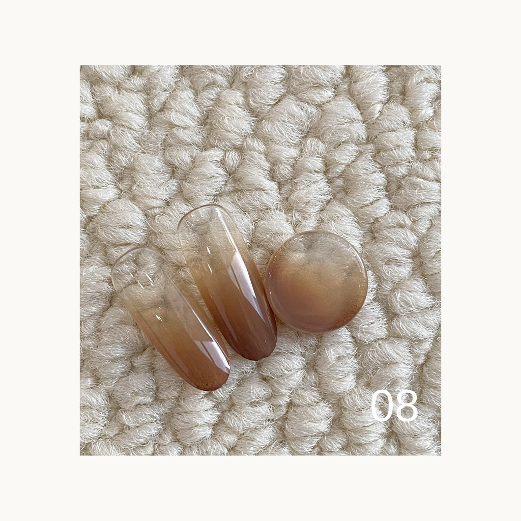 QINGYOU Caramel Cocoa Solid Color Gel 08 toffee brown solid nail color swatch