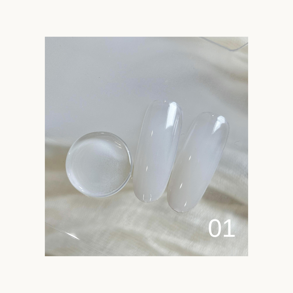 QINGYOU Cube Nude Concealer Gel Palette shade 01 soft milky white translucent gel swatch on nail tips