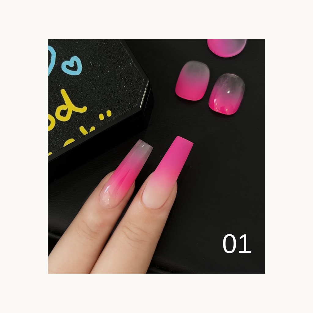 Pink ombre pop gel gradient nail sample in bright rosy tone – Shade 01