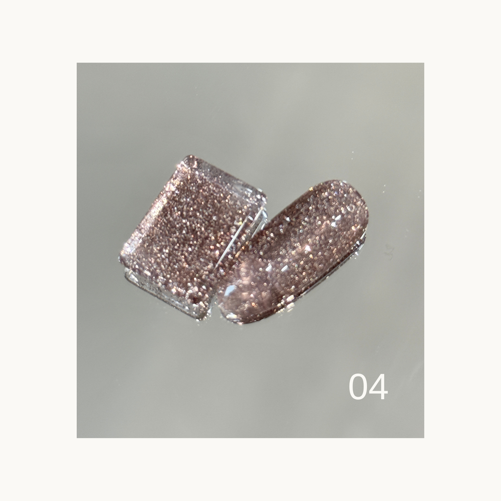 Qingyou Rainbow Glitter 04 nude brown glitter gel with soft reflective shine