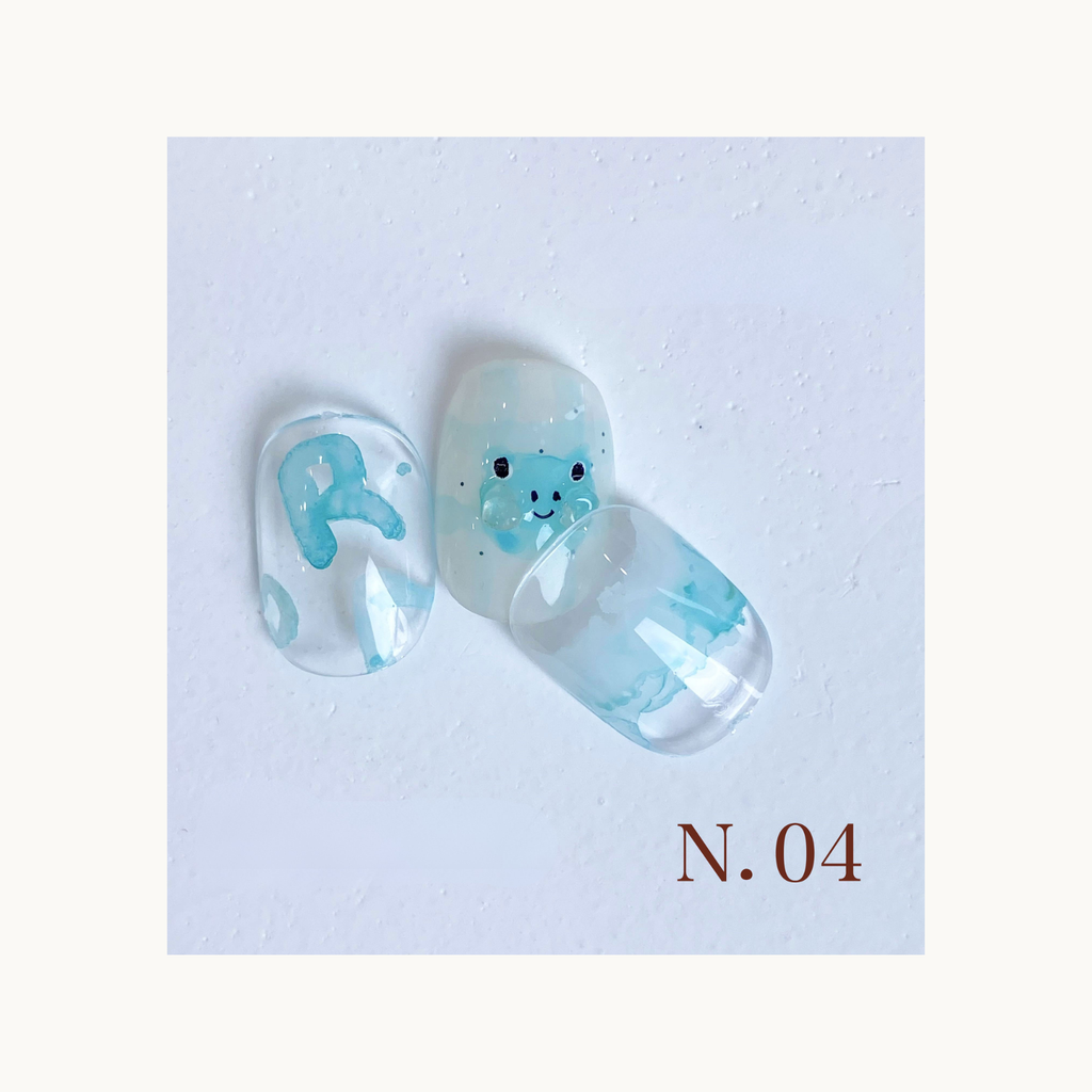 Aqua breeze light blue airy press on nails by qingyou