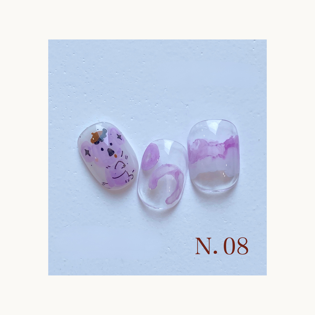 Blooming orchid pink-purple nail press on design by qingyou