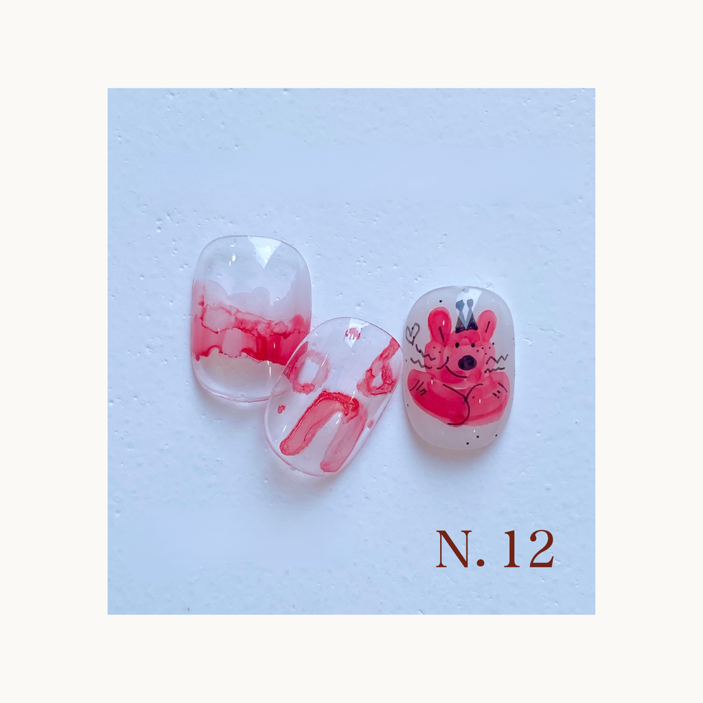 Cloudy scarlet red watercolor red press on nails by qingyou