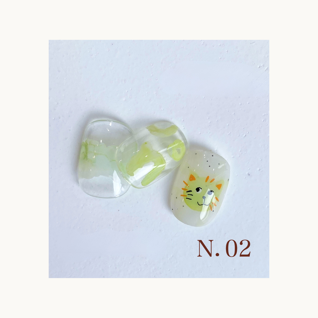 Fresh lime mist pastel green-yellow press on nails by qingyou