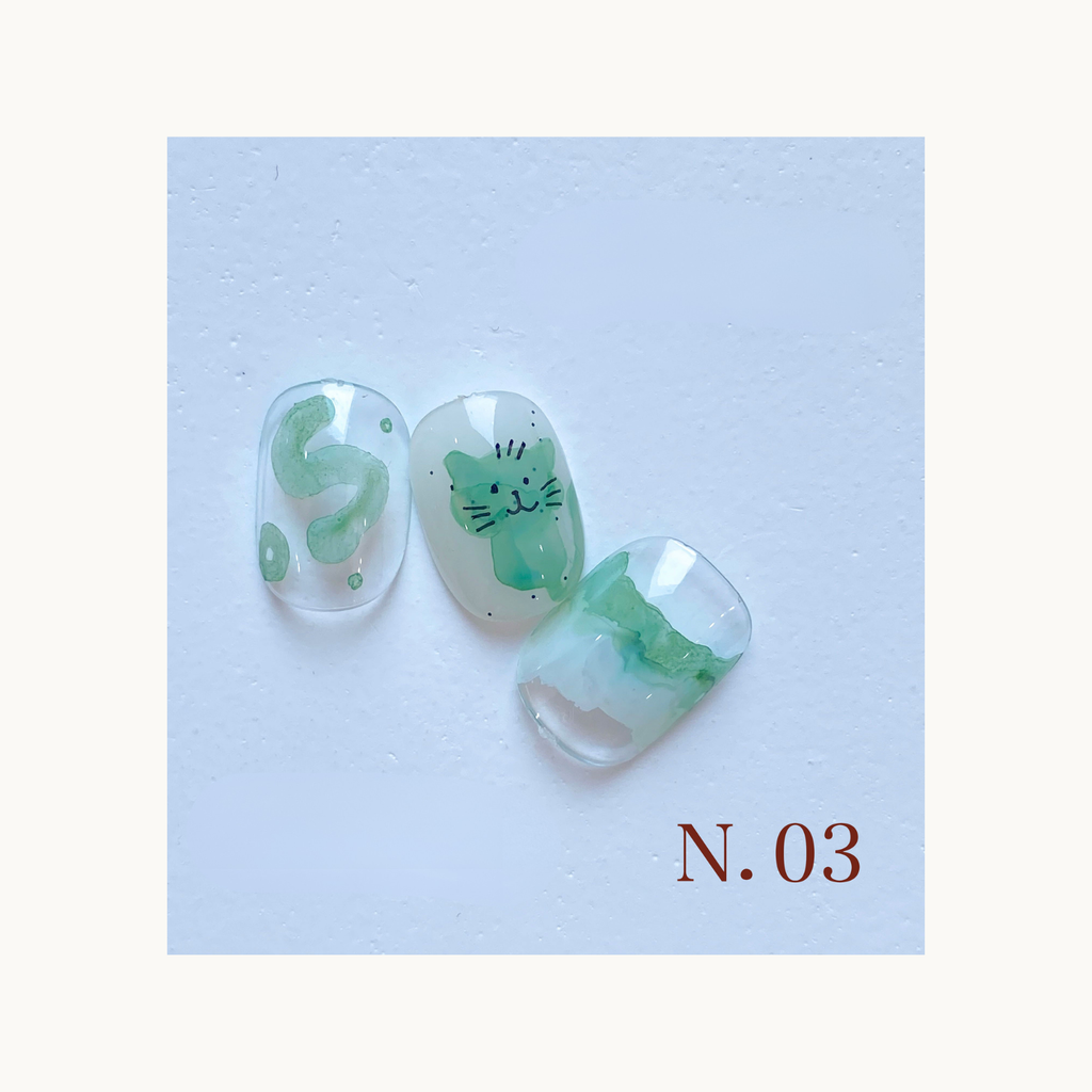 Mint cloud green soft watercolor nail design by qingyou
