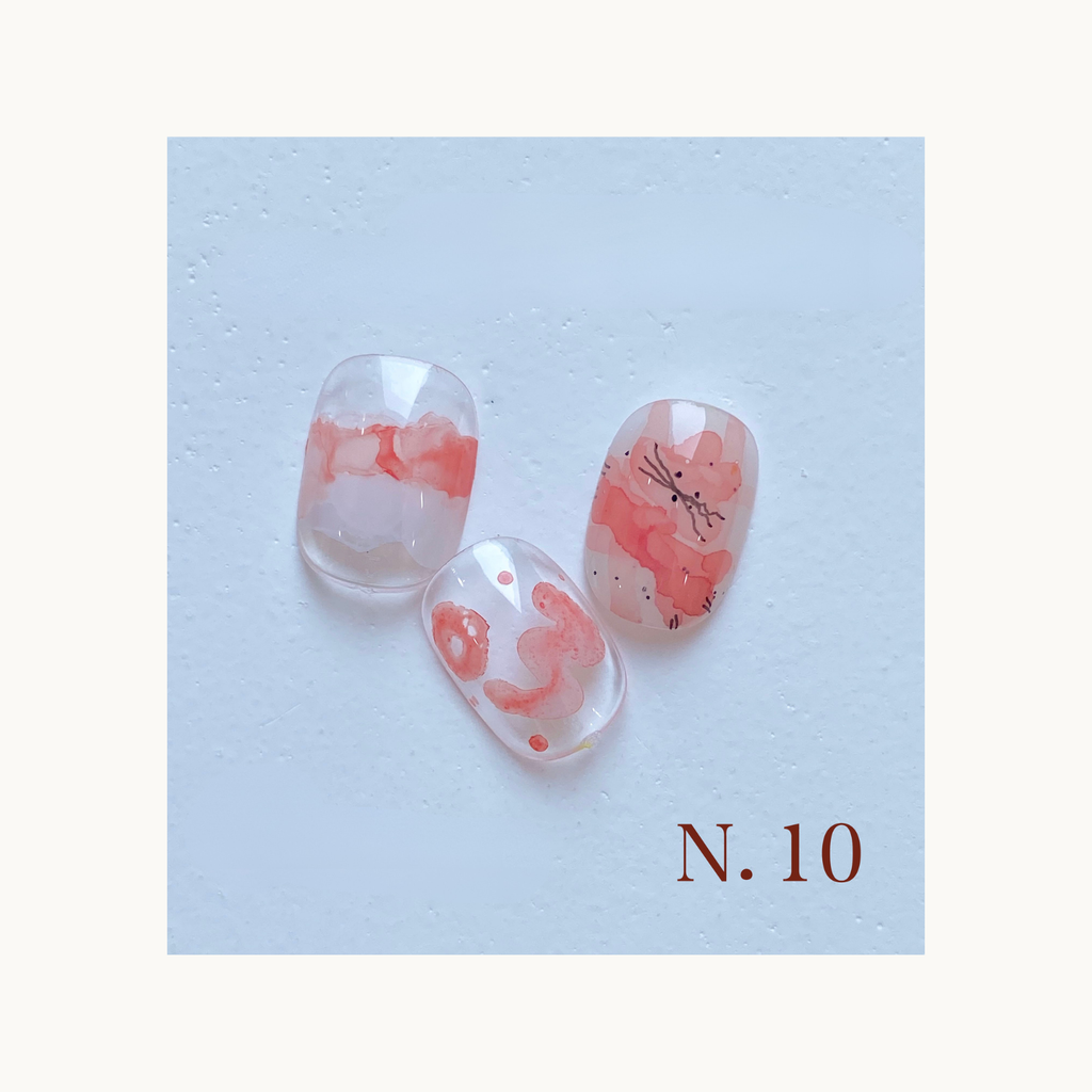 Peachy coral mist soft peach nail press on set by qingyou