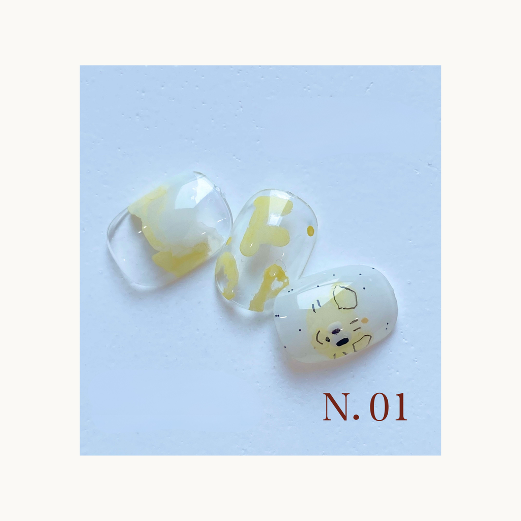 Soft sunrise yellow nail press on set by qingyou