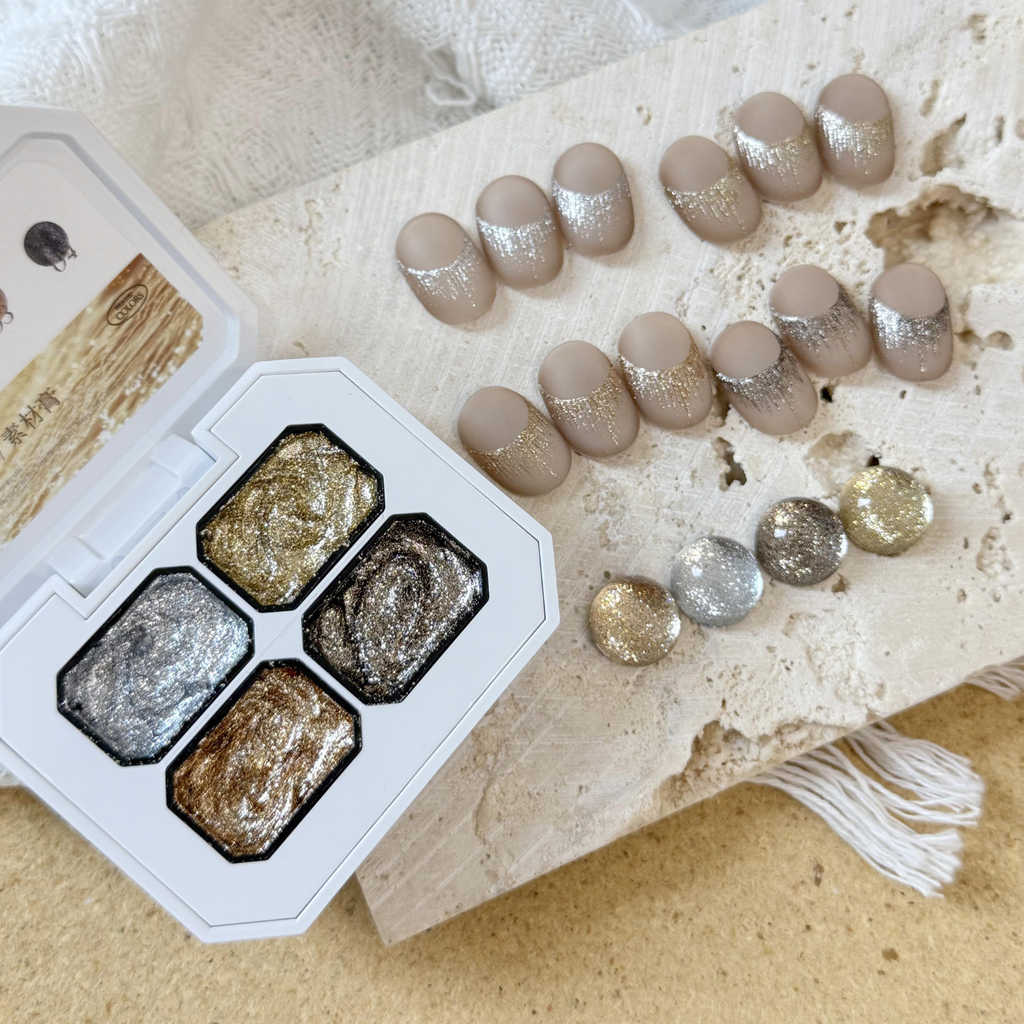 Close-up swatch of platinum solid gel showing dense shimmer for fine line nail art and gradients