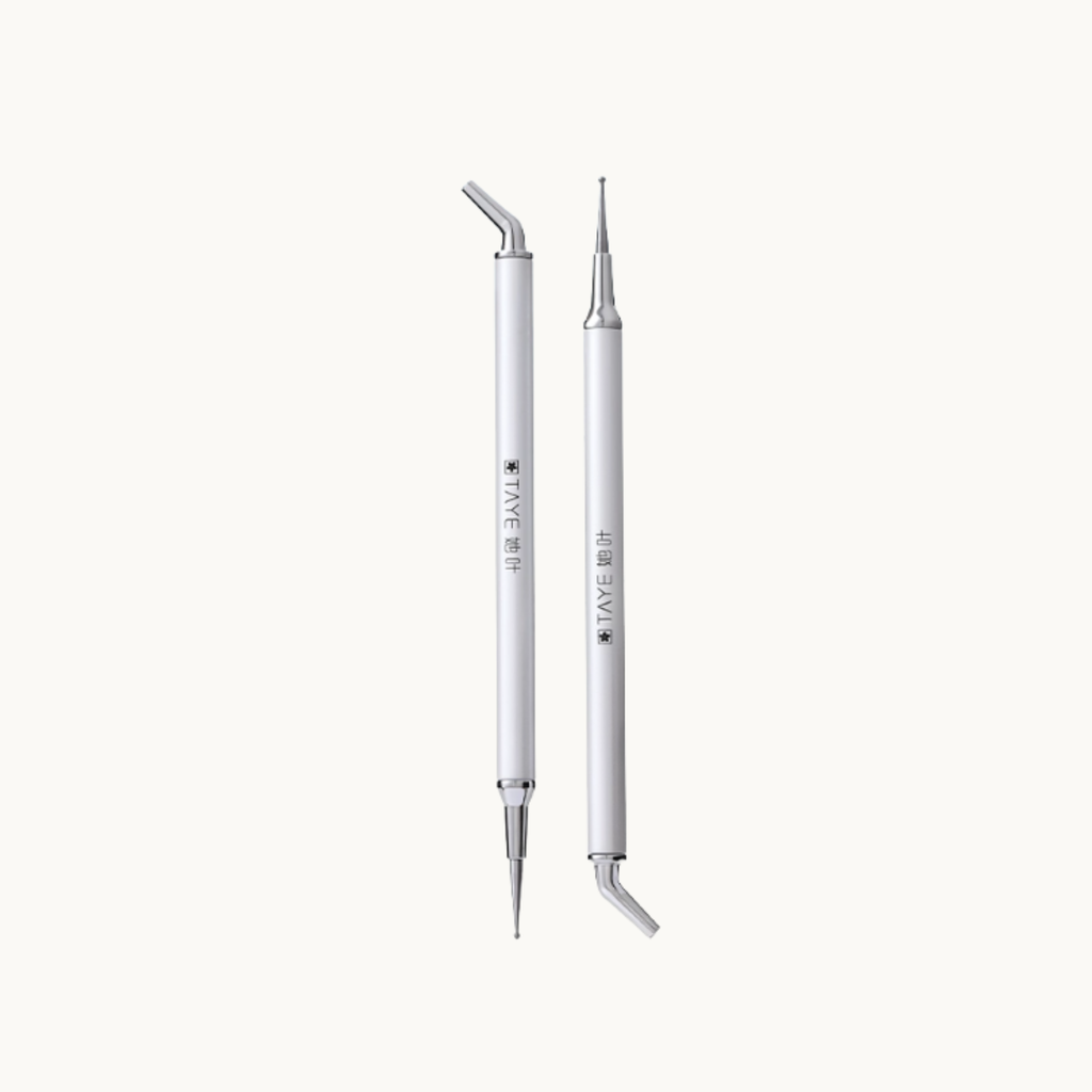 TAYE dual-tip rhinestone picker pen for nail art with angled and fine metal tips