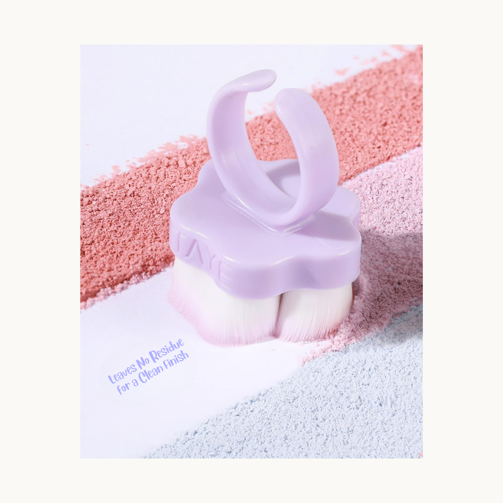 Soft PBT bristles on Meow Paw Brush gently touching the skin for non-irritating use