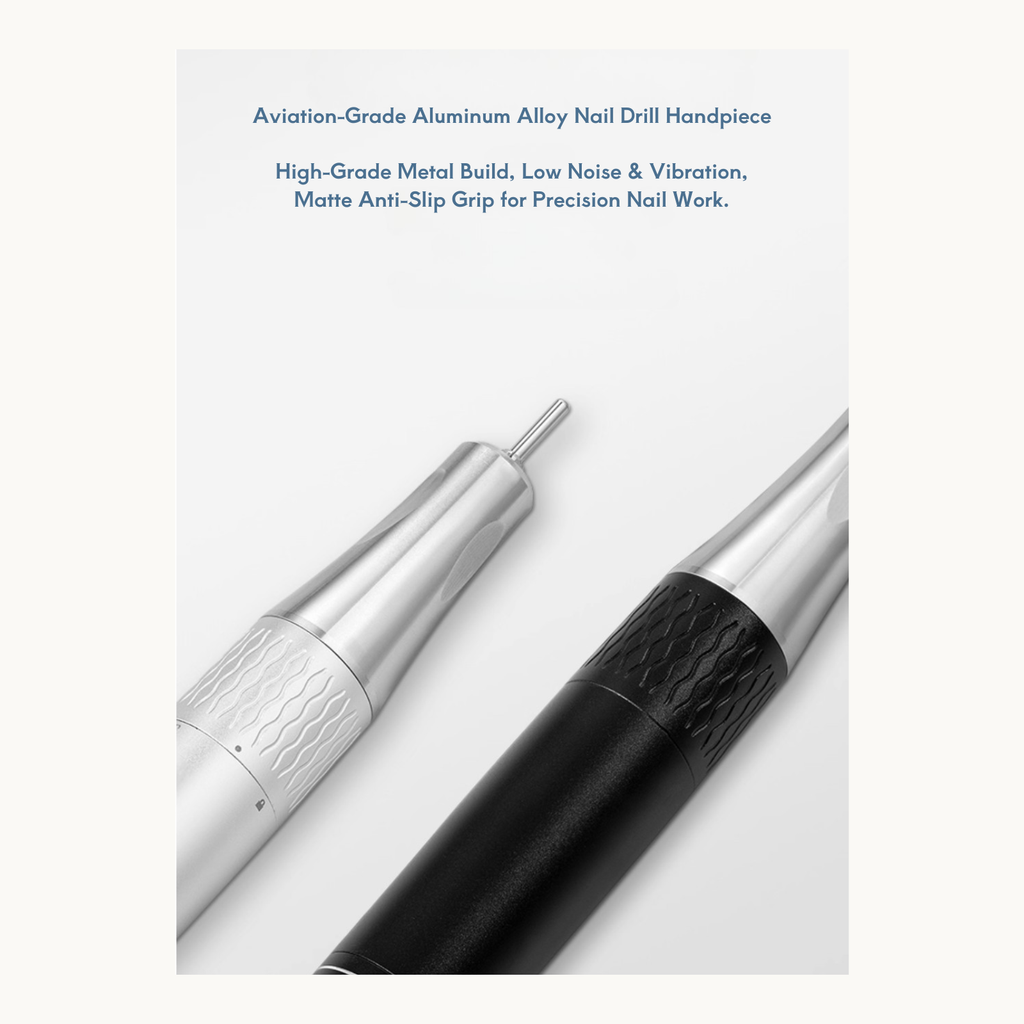 Aviation-grade aluminum alloy nail drill handpiece with low noise, low vibration, and matte anti-slip grip