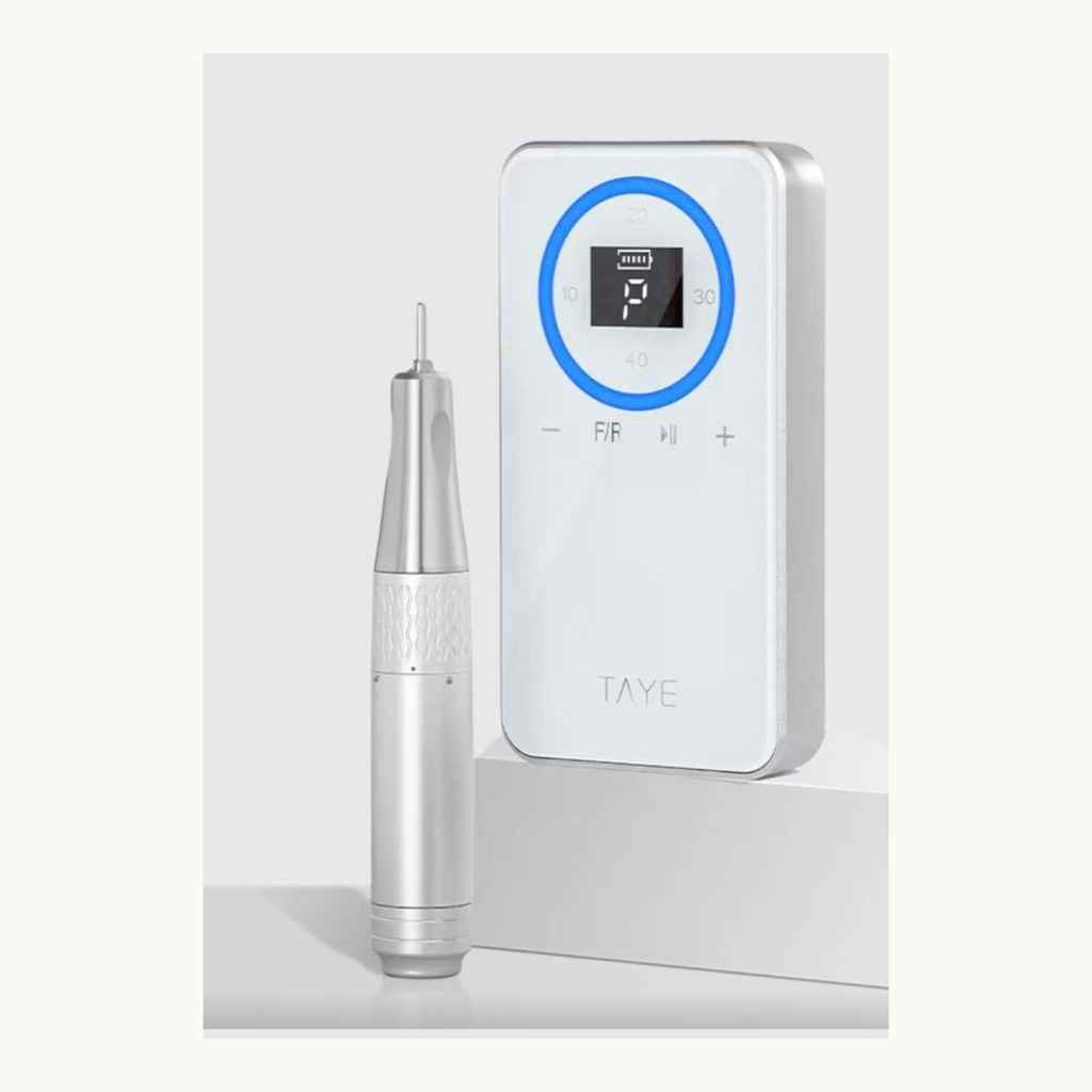 White TAYE P225 portable nail drill with 25,000 RPM speed and aluminum precision handpiece